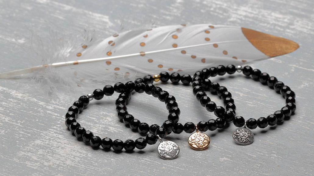 Mala Yoga Armband OM, Onyx