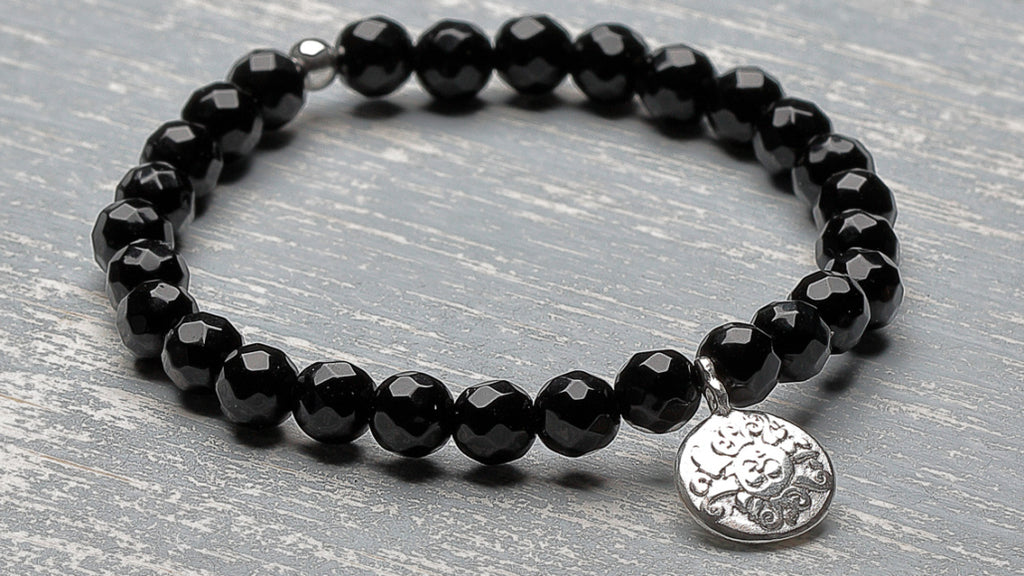 Mala Yoga Armband OM, Onyx