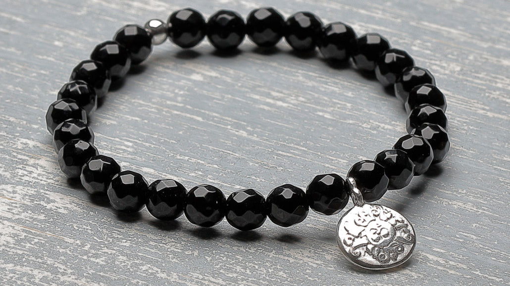 Mala Yoga Armband OM, Onyx