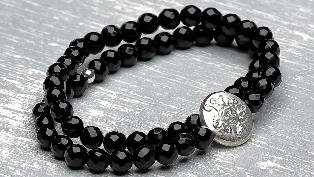 Mala Yoga Armband OM, Onyx