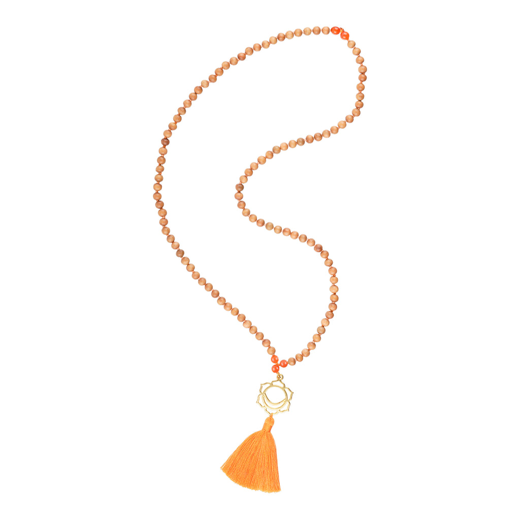 Chakra Mala Halskette SVADHISTHANA, Sandelholz