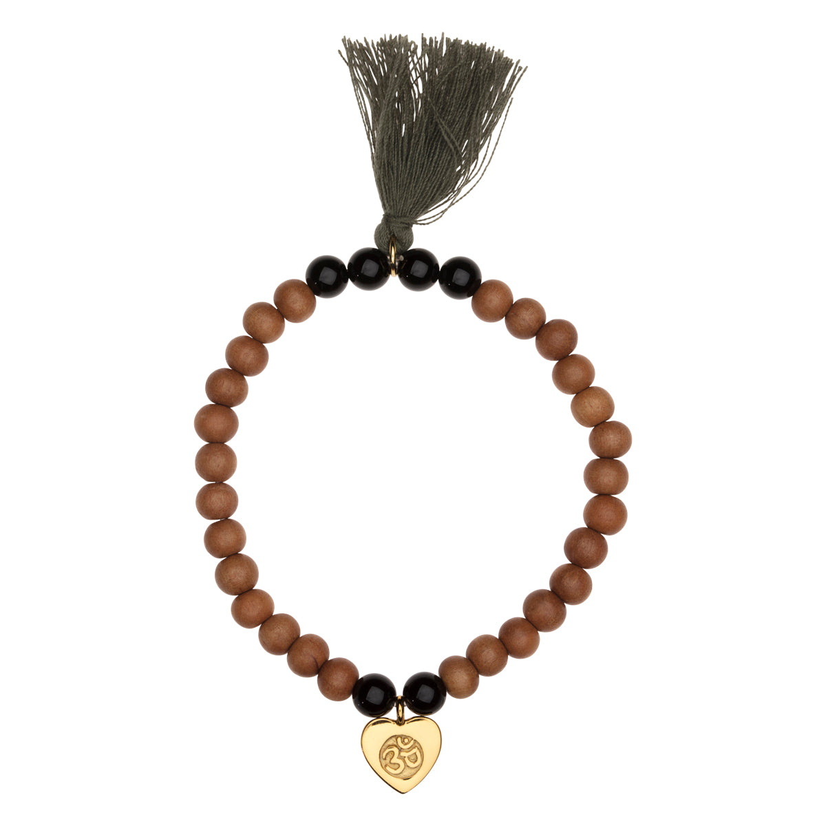 Shanti Yoga Armband OM, Sandelholz + Onyx