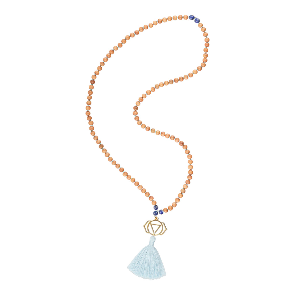 Chakra Mala Halskette AJNA, Sandelholz