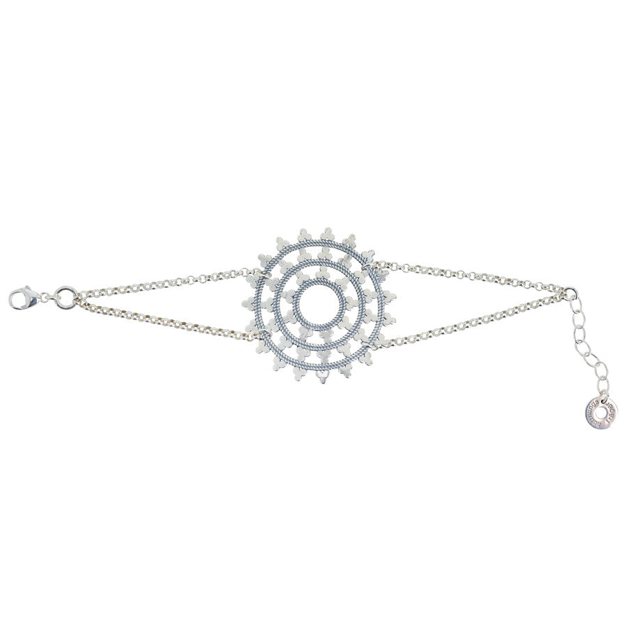 Yoga Armband WHEEL OF KARMA, Silber