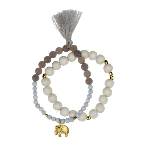 Yoga Mala Armband INDIAN ELEPHANT, Chalcedon + Gold