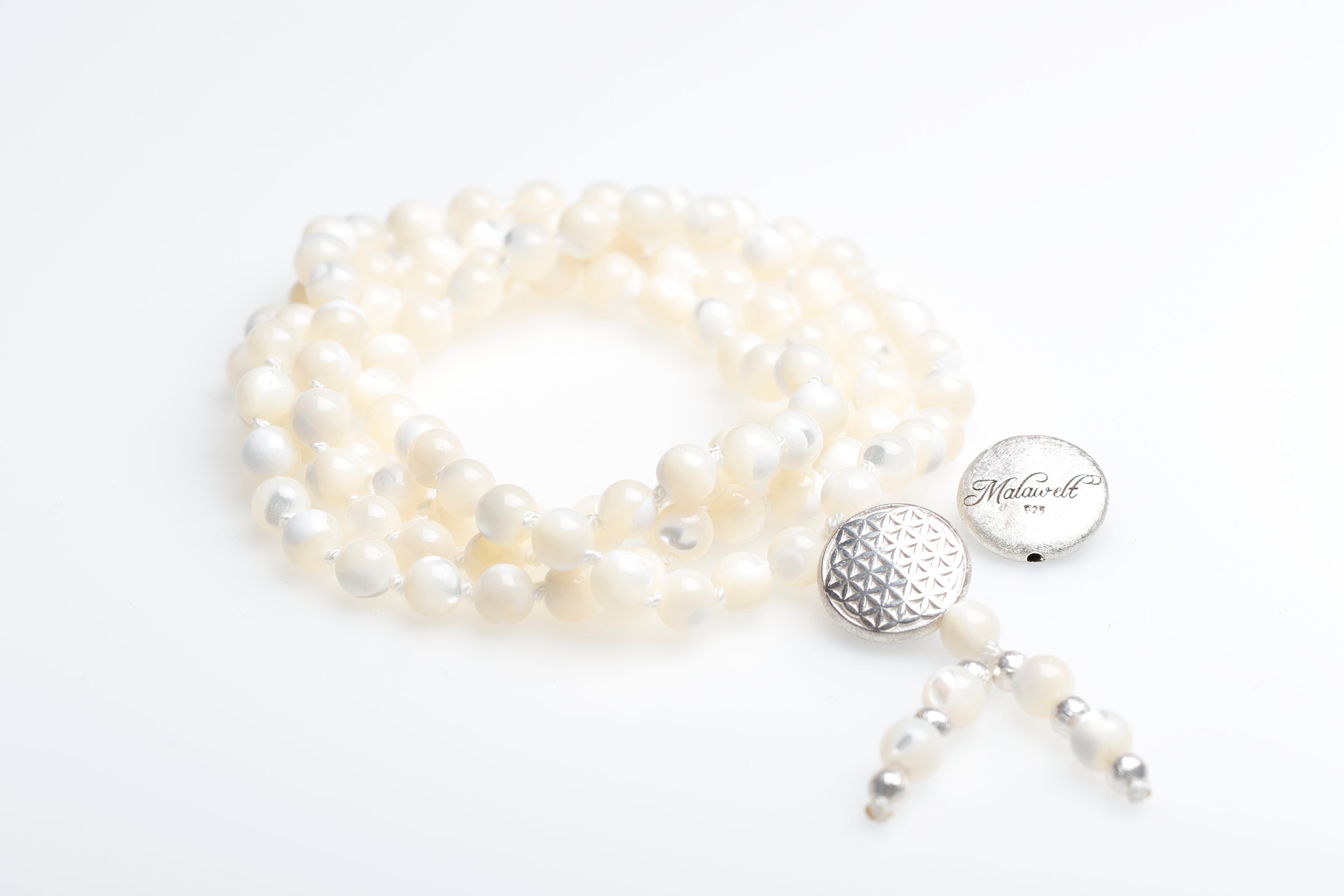 Mala Kette Blume des Lebens, Perlmutt