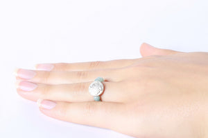 Ring OM, Mala-Perlen Amazonit + Silber