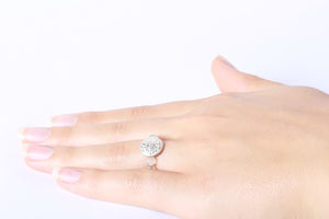 Ring "OM" aus Mala-Perlen, Bergkristall + Silber